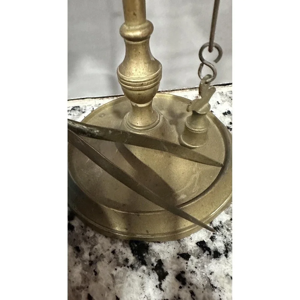 Vintage Brass Lucerna Oil Lamp 3 Wick Italian Style with Hanging Tools 19 Inch